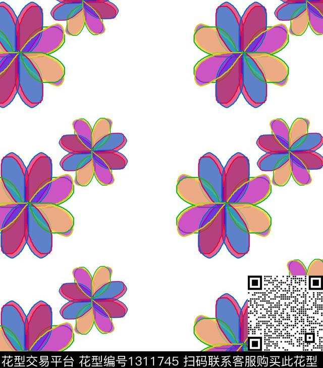 122.jpg - 1311745 - 线条 绘画 花卉 - 数码印花花型 － 女装花型设计 － 瓦栏