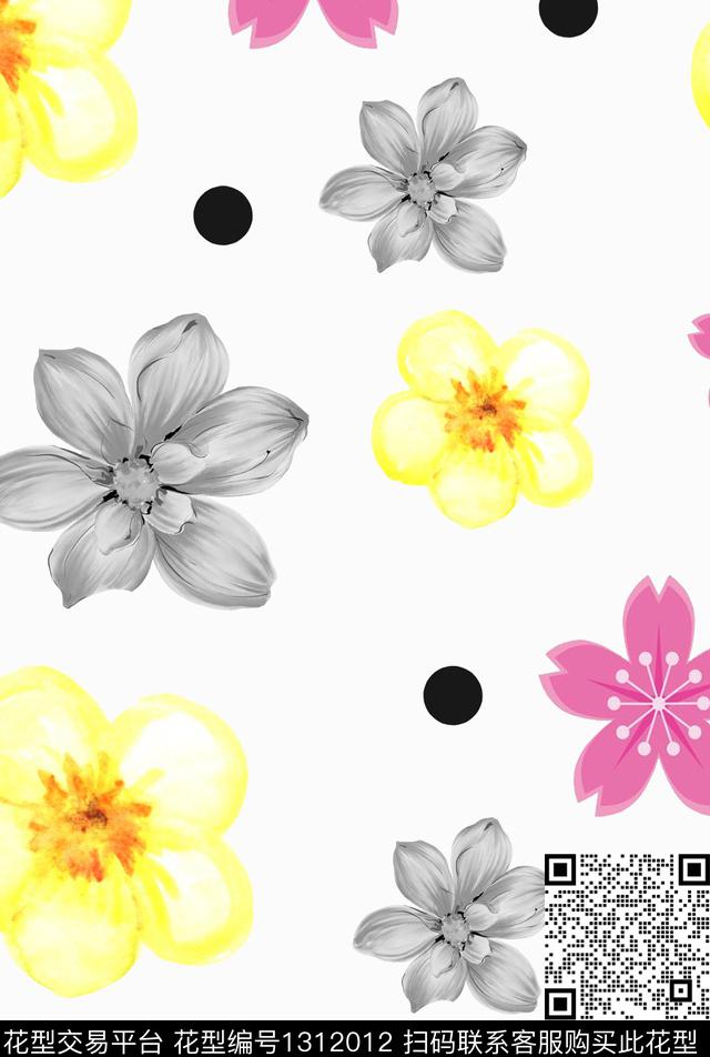 花型3.jpg - 1312012 - 数码花型 白底花 时尚 - 数码印花花型 － 女装花型设计 － 瓦栏