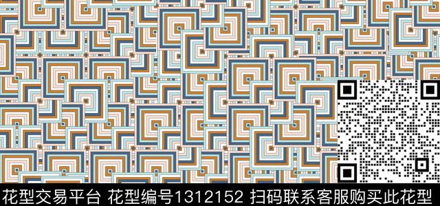 床品格子几何传统印花花型下载（图片编号: 1312152） - 瓦栏（Walan）