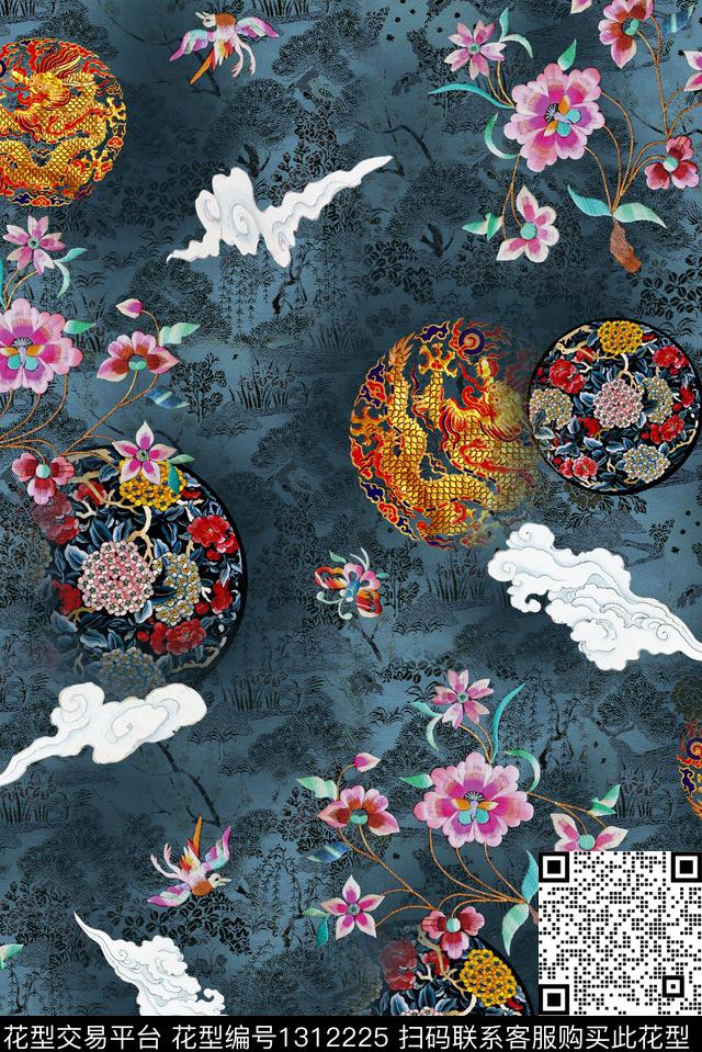 dc04.jpg - 1312225 - 香云纱 中国 花卉 - 数码印花花型 － 女装花型设计 － 瓦栏