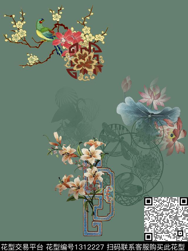 2020001.jpg - 1312227 - 民族花卉 数码花型 荷花 - 数码印花花型 － 女装花型设计 － 瓦栏