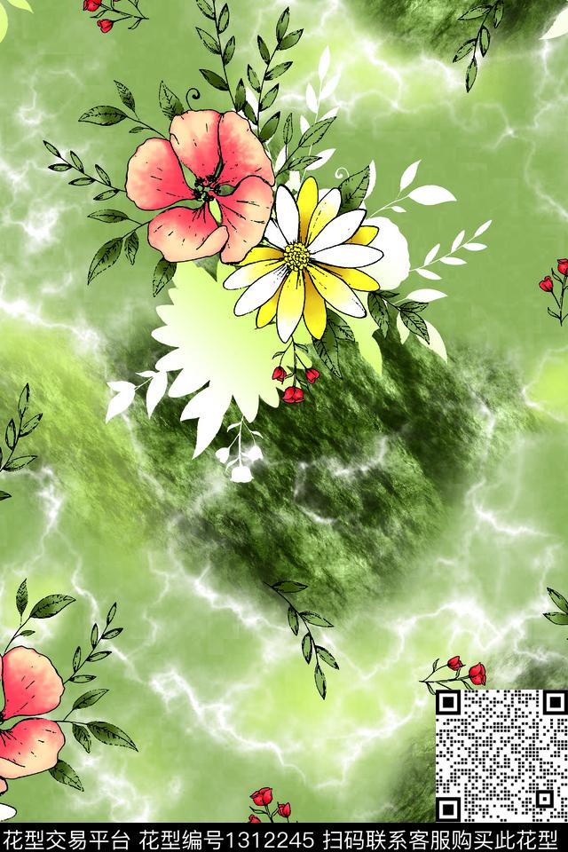 ZBB20200322A016.jpg - 1312245 - 花卉 褪色花卉 古典花纹 - 数码印花花型 － 女装花型设计 － 瓦栏