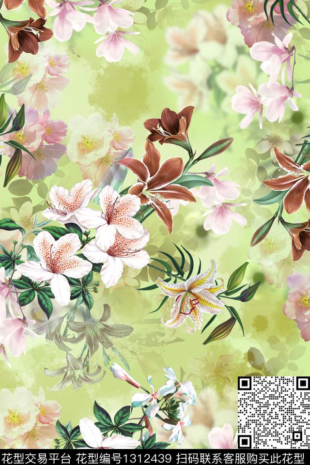fuz hua-3.jpg - 1312439 - 女装 花卉 旗袍 - 数码印花花型 － 女装花型设计 － 瓦栏