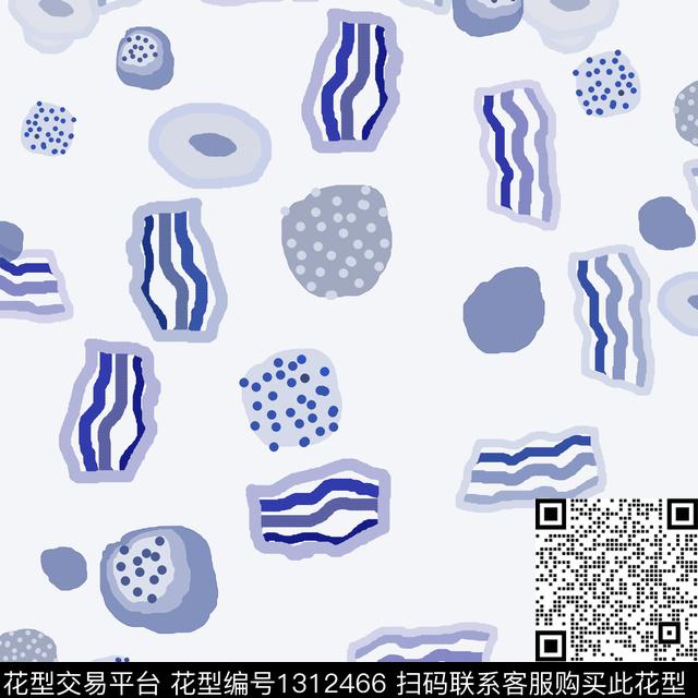 几何手绘线条笔触圆圈与波点传统印花花型下载（图片编号: 1312466） - 瓦栏（Walan）