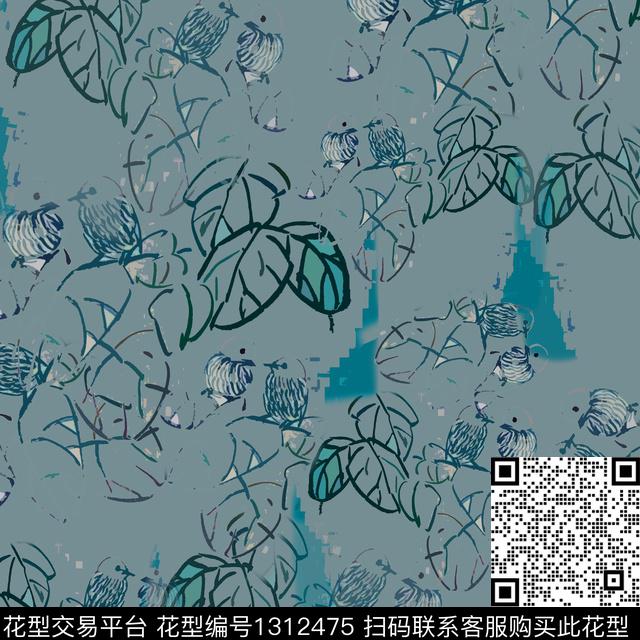 中国风小碎花男装休闲花卉数码印花花型下载（图片编号: 1312475） - 瓦栏（Walan）