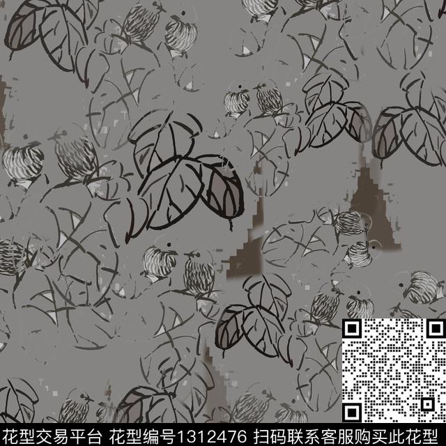 中国风小碎花男装休闲花卉数码印花花型下载（图片编号: 1312476） - 瓦栏（Walan）