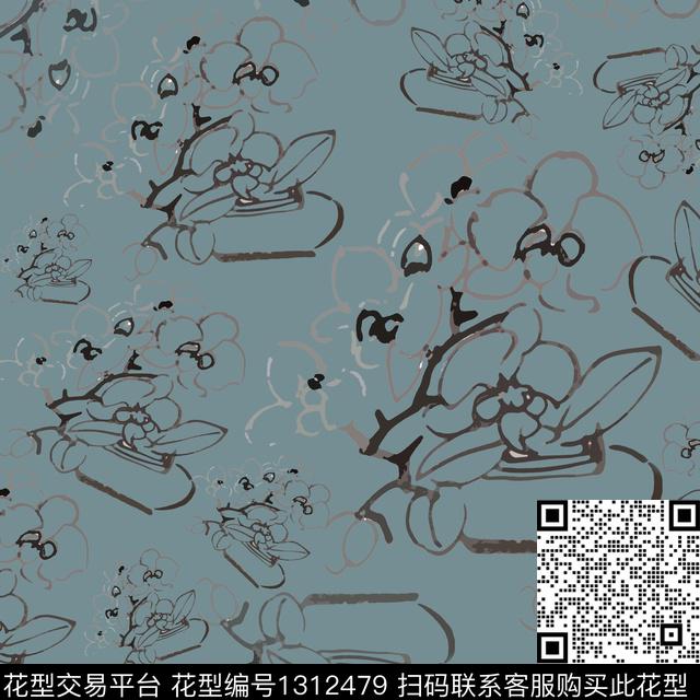 中国风小碎花男装休闲花卉传统印花花型下载（图片编号: 1312479） - 瓦栏（Walan）