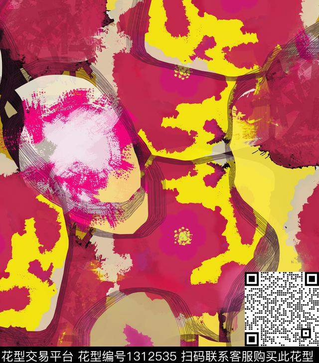 769.jpg - 1312535 - 绘画 迷彩 抽象 - 数码印花花型 － 女装花型设计 － 瓦栏
