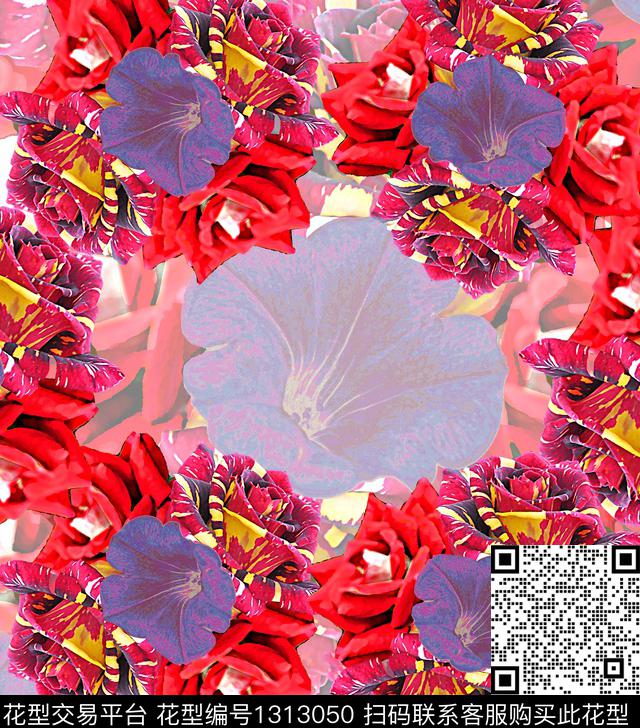098.jpg - 1313050 - 花卉 抽象 混合拼接 - 数码印花花型 － 女装花型设计 － 瓦栏