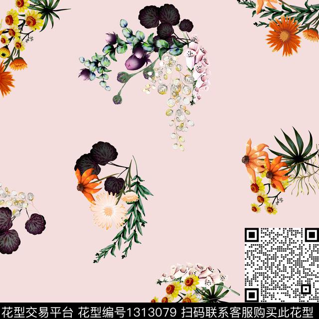 guan445.jpg - 1313079 - 水彩 花卉 粉底 - 数码印花花型 － 女装花型设计 － 瓦栏