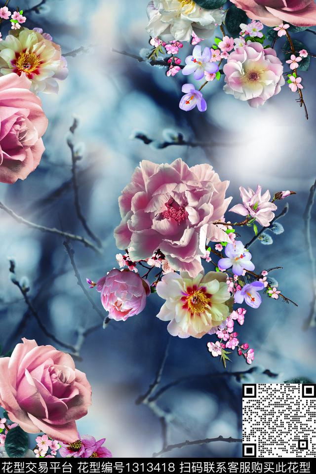 200208.jpg - 1313418 - 数码花型 花卉 1/2 - 数码印花花型 － 女装花型设计 － 瓦栏