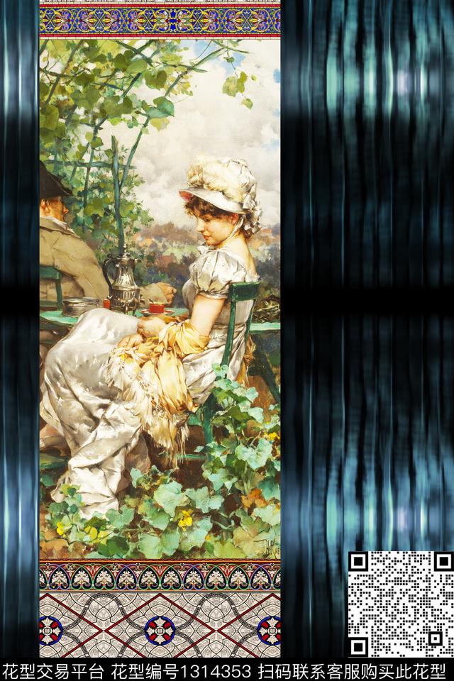 W11627-42m.jpg - 1314353 - 女装定位花 复古 半身裙 - 数码印花花型 － 女装花型设计 － 瓦栏