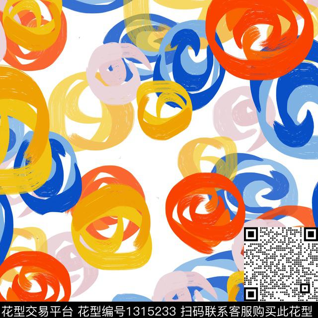 涂鸦几何休闲趣味数码印花花型下载（图片编号: 1315233） - 瓦栏（Walan）