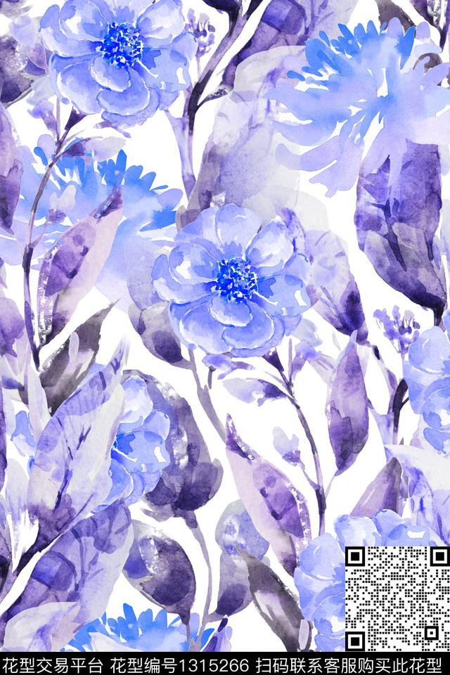 花卉满版散花大花数码印花花型下载（图片编号: 1315266） - 瓦栏（Walan）