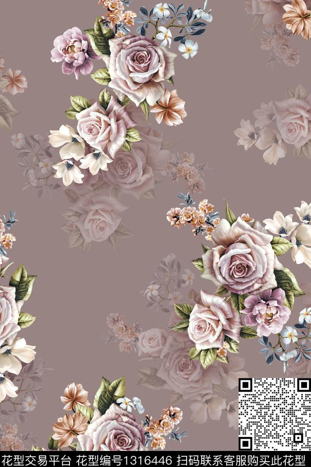 JXSJ20200419.jpg - 1316446 - 清爽底花卉 花簇 3D立体花卉 - 数码印花花型 － 女装花型设计 － 瓦栏