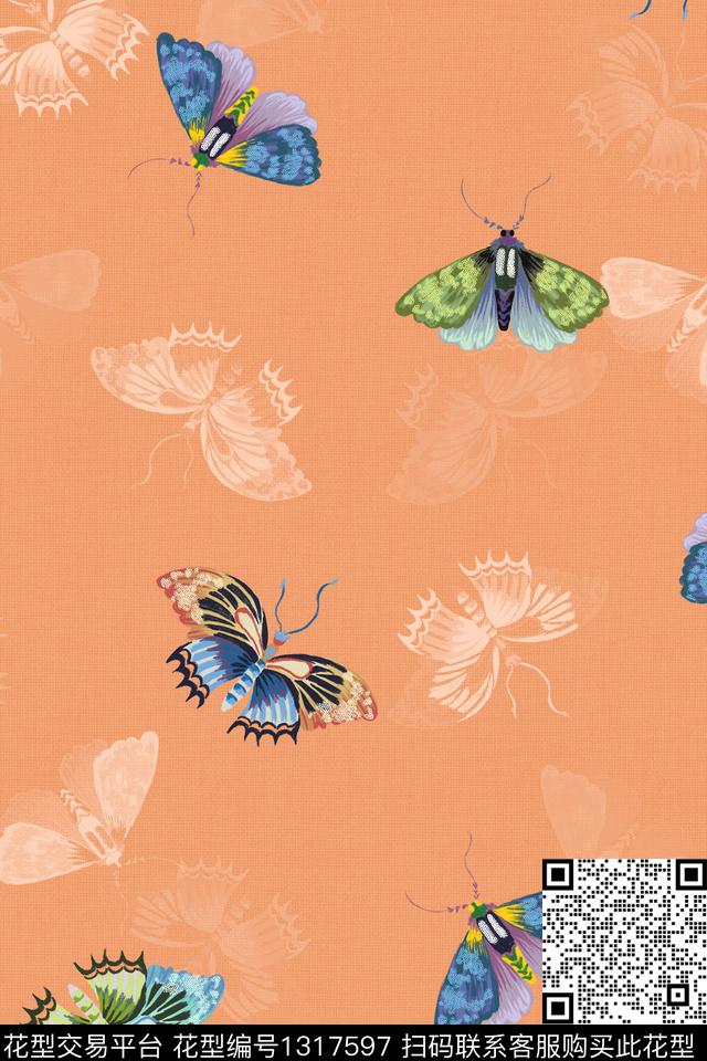 DS00012.jpg - 1317597 - 连衣裙 花卉蝴蝶 翅膀 - 数码印花花型 － 女装花型设计 － 瓦栏