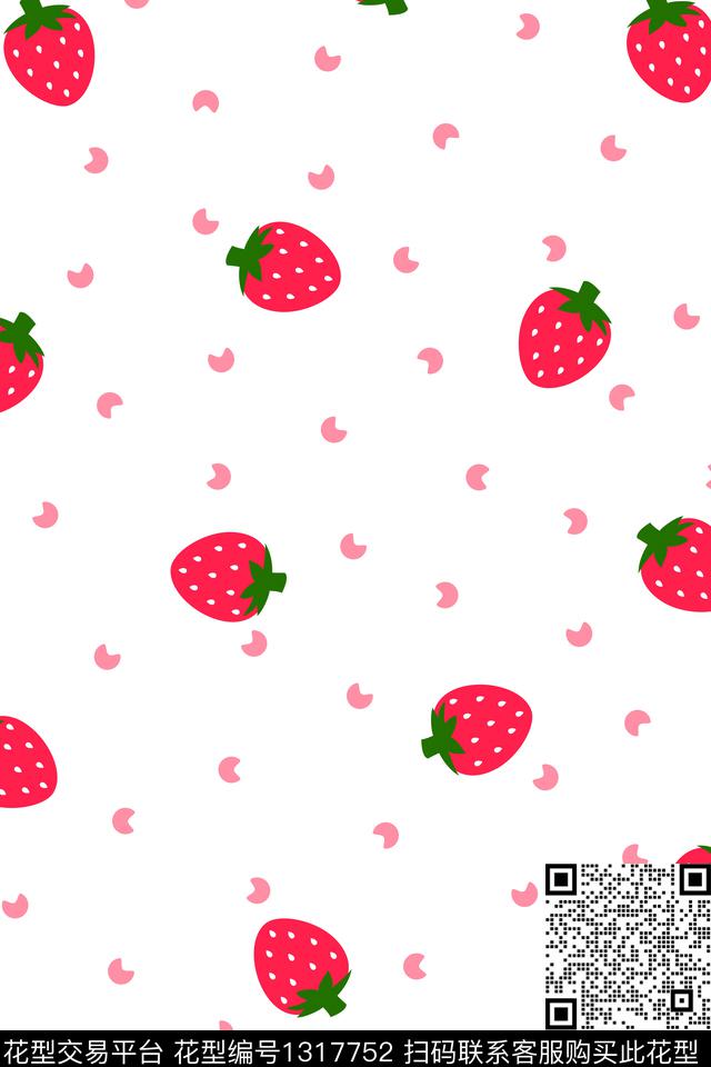 20200422_Strawberry_W40H60.jpg - 1317752 - 卡通人物 草莓 趣味 - 传统印花花型 － 女装花型设计 － 瓦栏