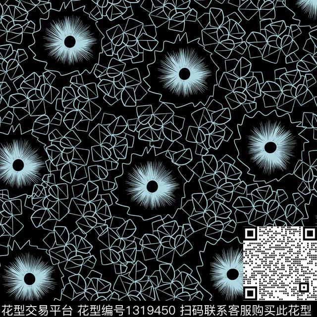 几何1.jpg - 1319450 - 几何定位 几何花卉 黑白花型 - 数码印花花型 － 女装花型设计 － 瓦栏