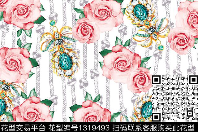 珠宝宝石数码定位花女装数码印花花型下载（图片编号: 1319493） - 瓦栏（Walan）
