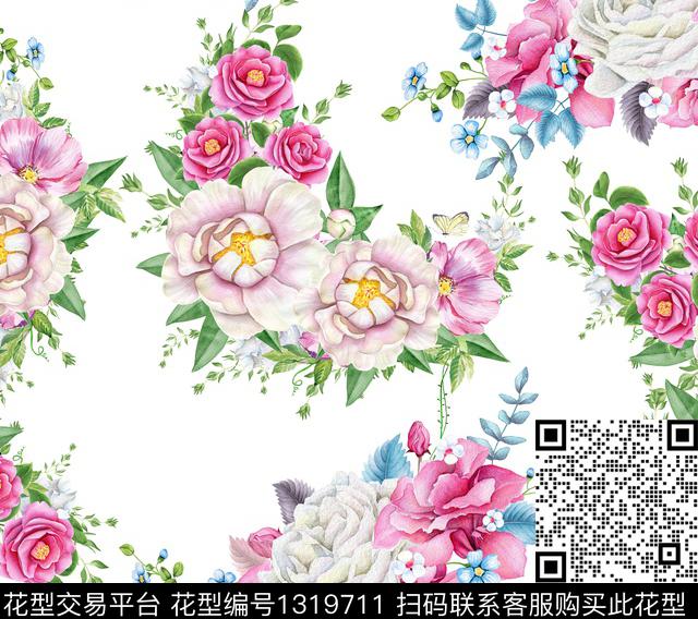 设计010.jpg - 1319711 - 花卉蝴蝶 数码定位花 素雅 - 数码印花花型 － 女装花型设计 － 瓦栏