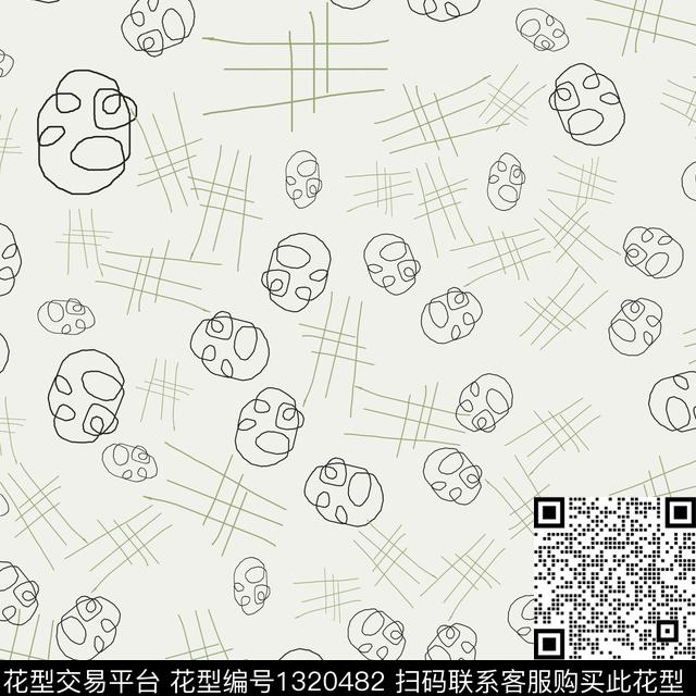 几何手绘线条笔触圆圈与波点传统印花花型下载（图片编号: 1320482） - 瓦栏（Walan）
