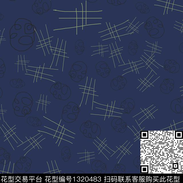 200426-nzhh-1-00.jpg - 1320483 - 几何 手绘线条笔触 圆圈与波点 - 传统印花花型 － 男装花型设计 － 瓦栏