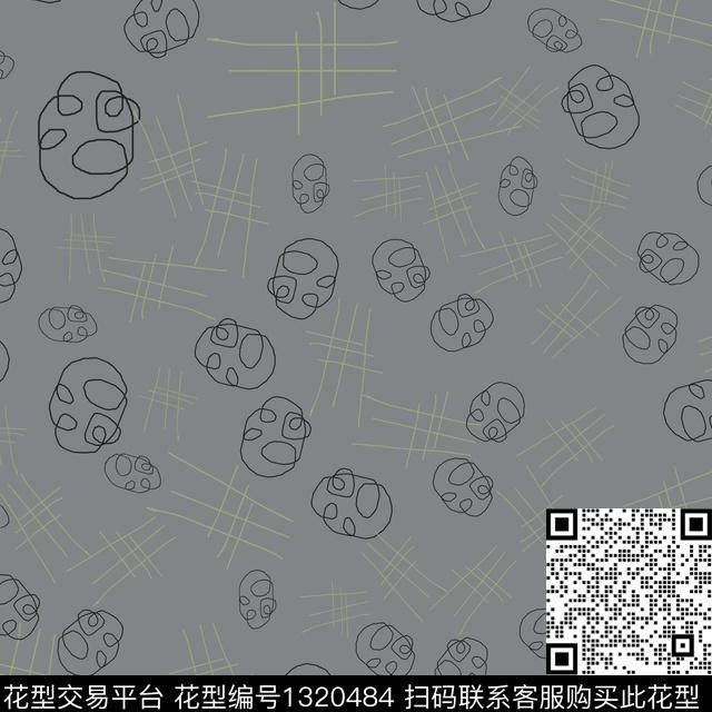 几何手绘线条笔触圆圈与波点传统印花花型下载（图片编号: 1320484） - 瓦栏（Walan）