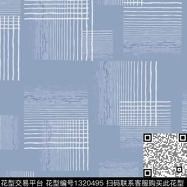 格子几何手绘线条笔触传统印花花型下载（图片编号: 1320495） - 瓦栏（Walan）