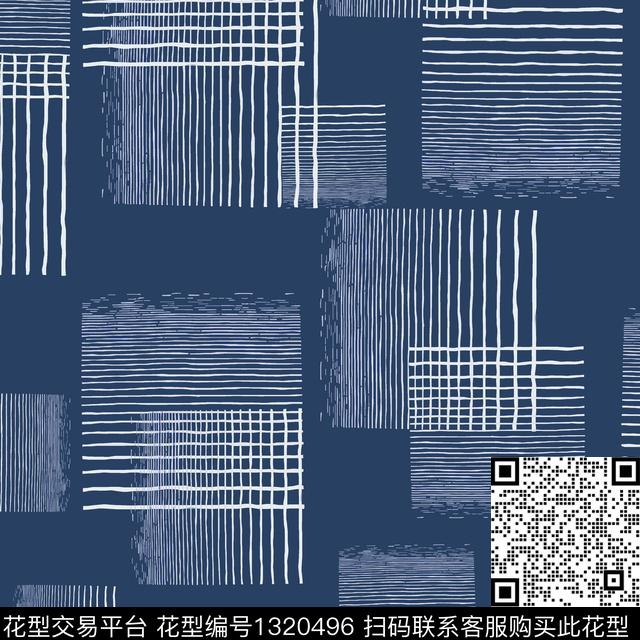 格子几何手绘线条笔触传统印花花型下载（图片编号: 1320496） - 瓦栏（Walan）