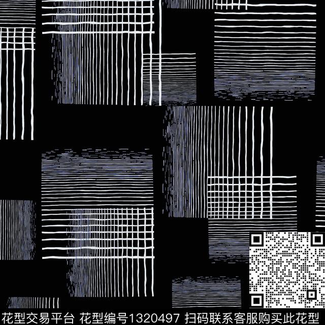 格子几何手绘线条笔触传统印花花型下载（图片编号: 1320497） - 瓦栏（Walan）