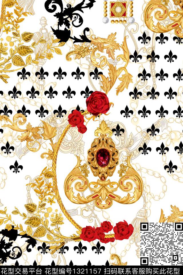 453.jpg - 1321157 - 珠宝宝石 奢华 玫瑰花 - 数码印花花型 － 女装花型设计 － 瓦栏