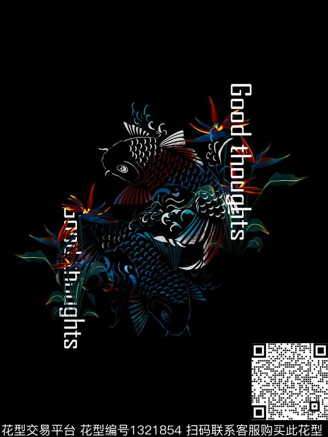 XR20-029.jpg - 1321854 - 胸前独幅 鱼 中国 - 数码印花花型 － 男装花型设计 － 瓦栏