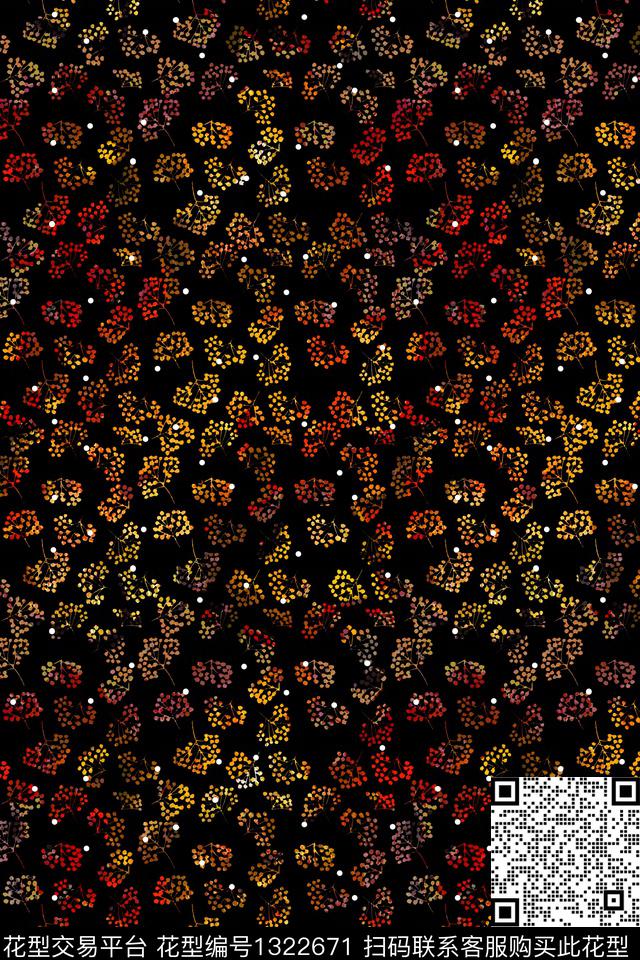 Orst_zyn397K.jpg - 1322671 - 几何 抽象 黑底花卉 - 数码印花花型 － 女装花型设计 － 瓦栏