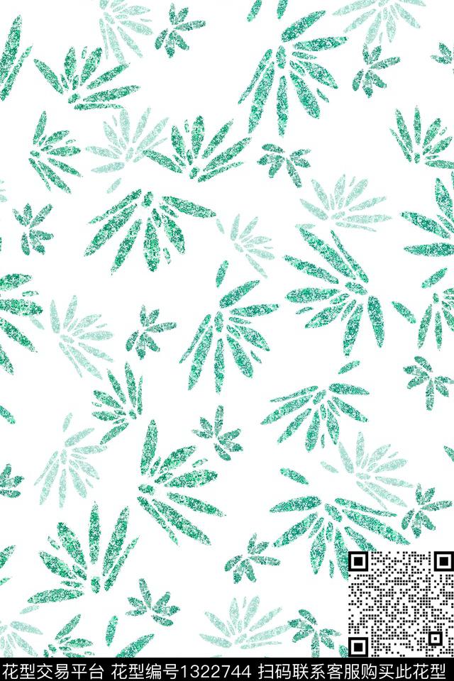 植物小清新抽象传统印花花型下载（图片编号: 1322744） - 瓦栏（Walan）