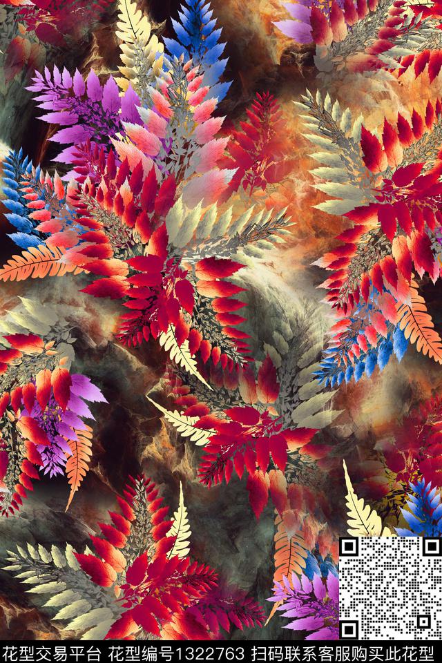 女装花卉满版散花数码印花花型下载（图片编号: 1322763） - 瓦栏（Walan）