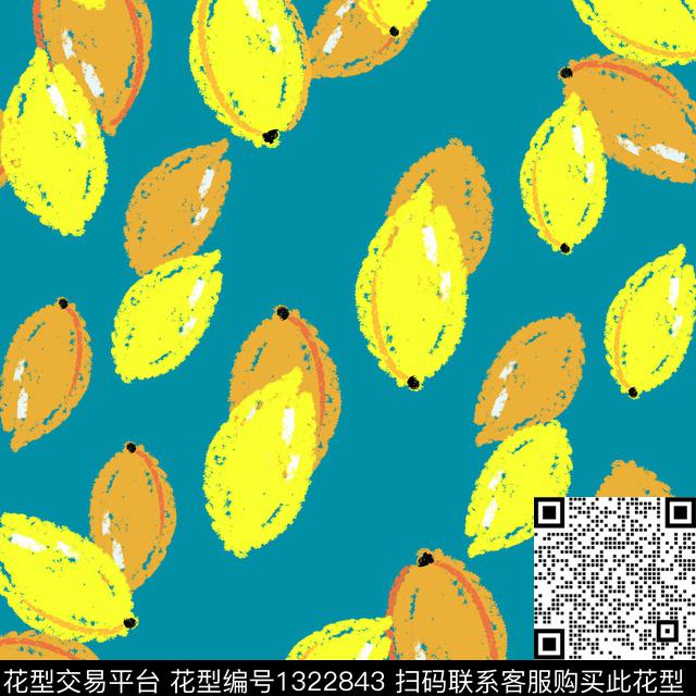 水果笔触涂鸦数码印花花型下载（图片编号: 1322843） - 瓦栏（Walan）