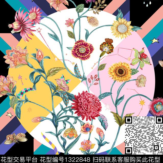 花卉丝巾3.jpg - 1322848 - 大牌风 时尚方巾 花卉丝巾 - 数码印花花型 － 方巾花型设计 － 瓦栏