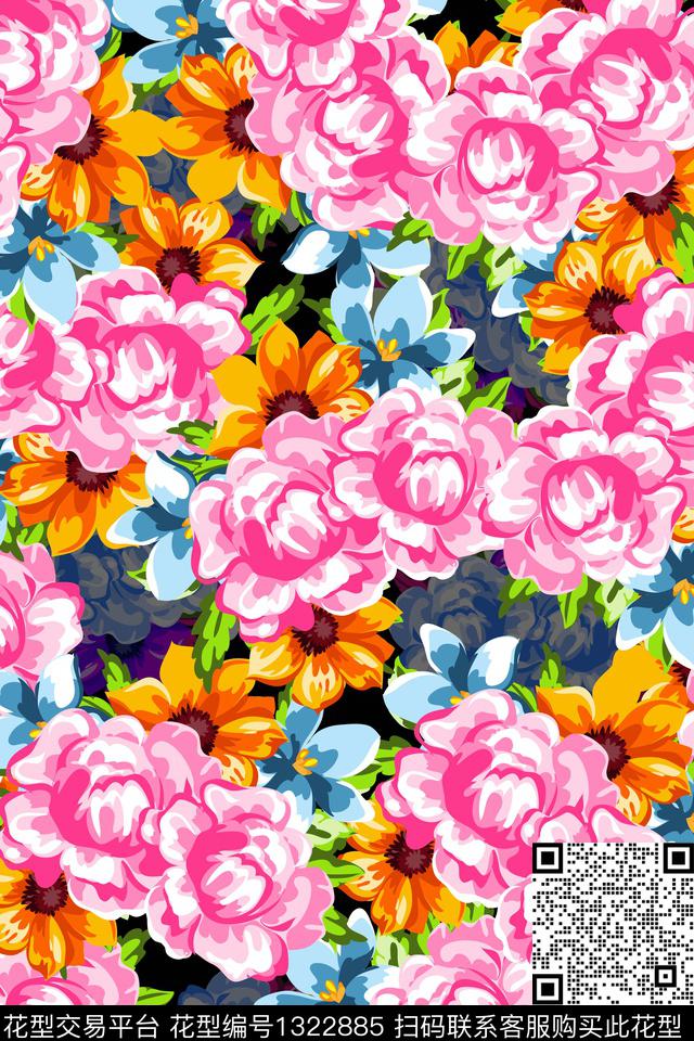花卉056.jpg - 1322885 - 扎染花型 花卉 花瓣 - 数码印花花型 － 女装花型设计 － 瓦栏