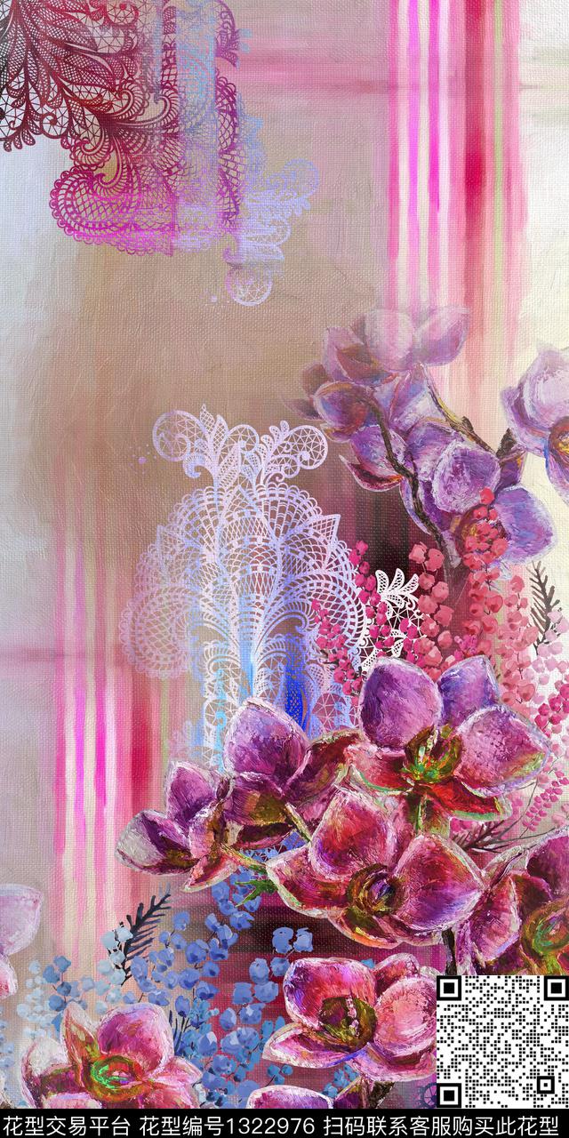 Orst_dwy0780K.jpg - 1322976 - 油画花型 布纹肌理 传统纹样 - 数码印花花型 － 女装花型设计 － 瓦栏
