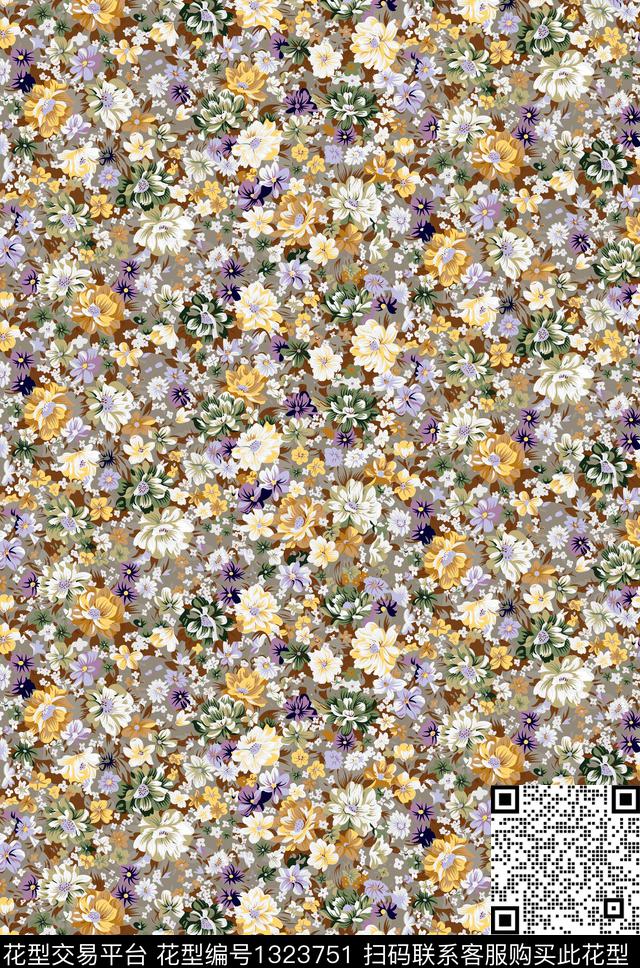 泳装花型二方连续小碎花数码印花花型下载（图片编号: 1323751） - 瓦栏（Walan）