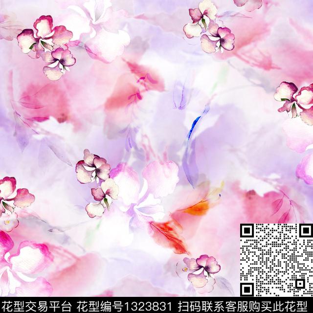HY2-118D.jpg - 1323831 - 清爽底花卉 花卉 休闲 - 数码印花花型 － 女装花型设计 － 瓦栏