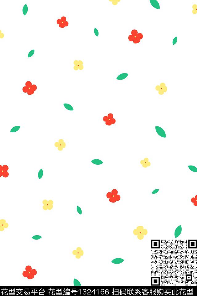 简约清爽底花卉少女数码印花花型下载（图片编号: 1324166） - 瓦栏（Walan）