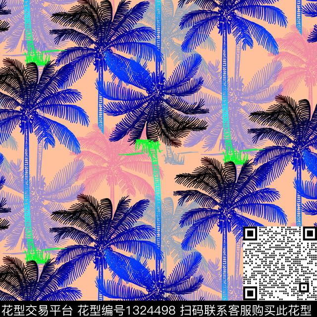 dws.jpg - 1324498 - 棕榈树 大牌风 热带花型 - 数码印花花型 － 女装花型设计 － 瓦栏
