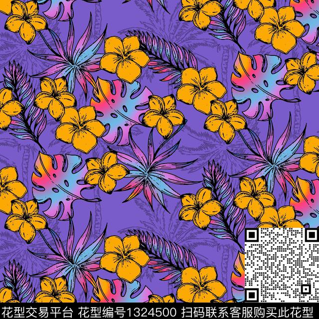 tyyt.jpg - 1324500 - 动物花卉 棕榈树 大牌风 - 数码印花花型 － 女装花型设计 － 瓦栏