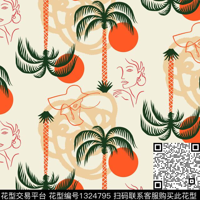 mm.jpg - 1324795 - 涂鸦 几何 棕榈树 - 数码印花花型 － 女装花型设计 － 瓦栏