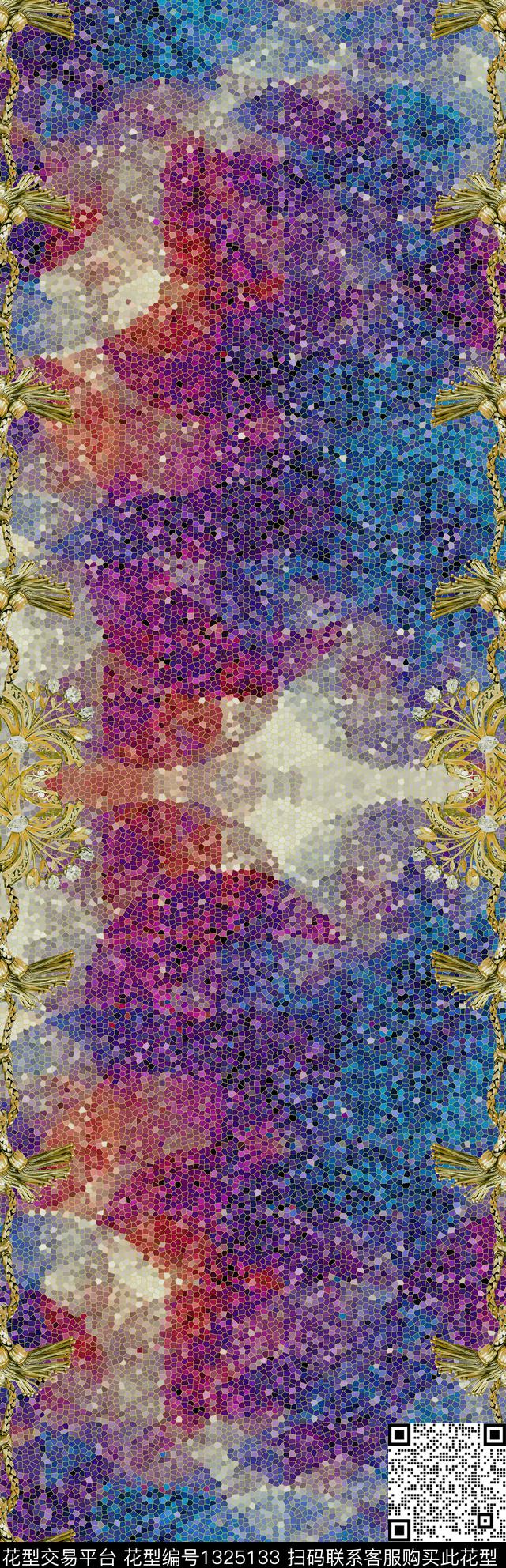 抽象长巾.jpg - 1325133 - 雪纺长巾 抽象长巾 几何 - 数码印花花型 － 长巾花型设计 － 瓦栏