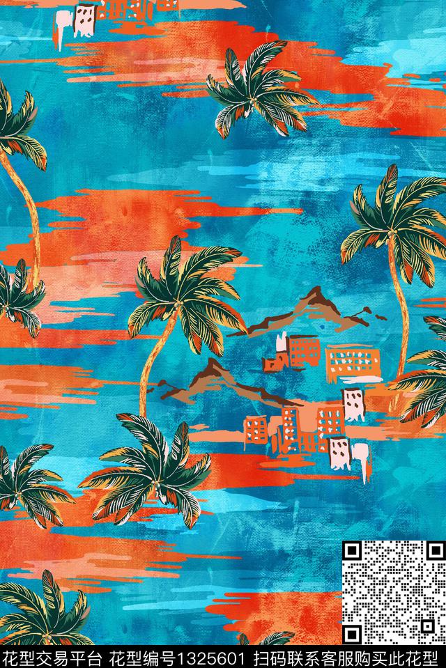 460.jpg - 1325601 - 沙滩 棕榈树 大牌风 - 数码印花花型 － 女装花型设计 － 瓦栏