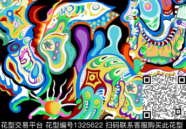 几何大牌风抽象传统印花花型下载（图片编号: 1325622） - 瓦栏（Walan）