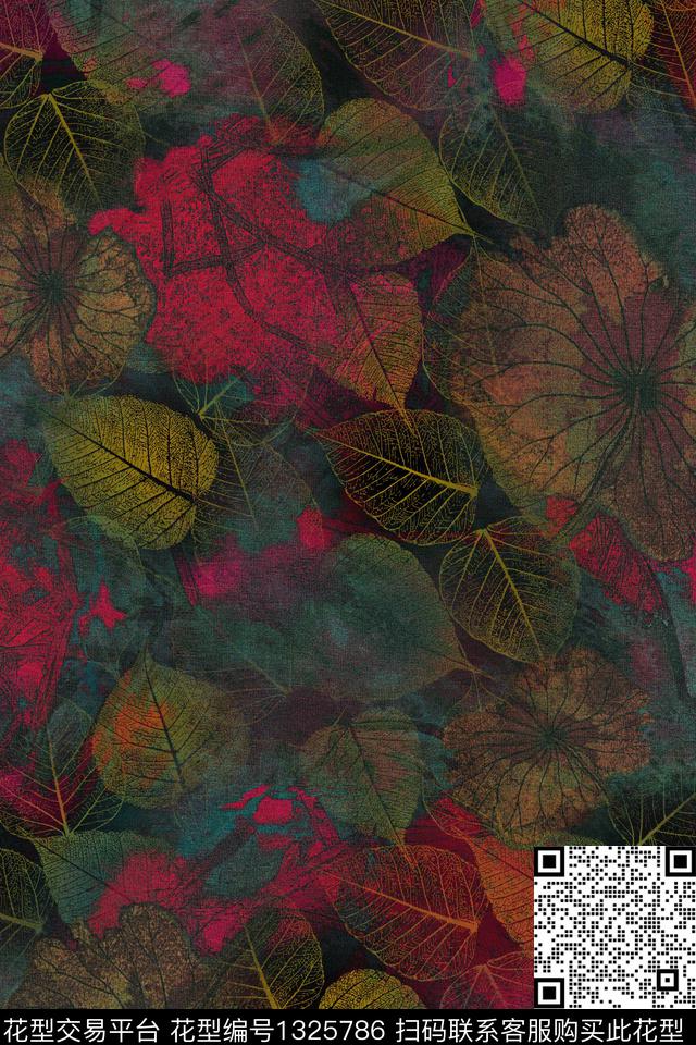 肌理抽象花卉几何数码印花花型下载（图片编号: 1325786） - 瓦栏（Walan）
