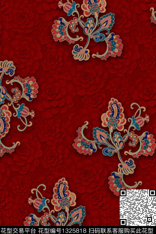 女装花卉中老年数码印花花型下载（图片编号: 1325818） - 瓦栏（Walan）